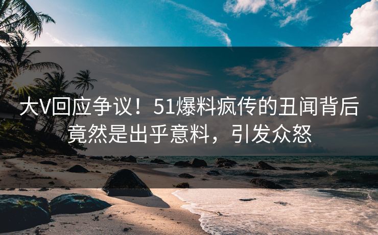 大V回应争议！51爆料疯传的丑闻背后竟然是出乎意料，引发众怒