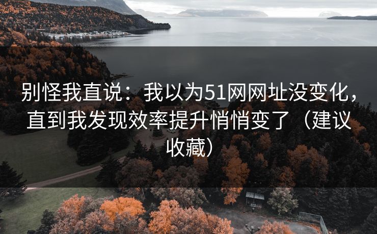详细阅读:别怪我直说:我以为51网网址没变化,直到我发现效率提升悄悄变了(建议收藏) 别怪我直说:我以为51网网址没变化,直到我发现效率提升悄悄变了(建议收藏)
