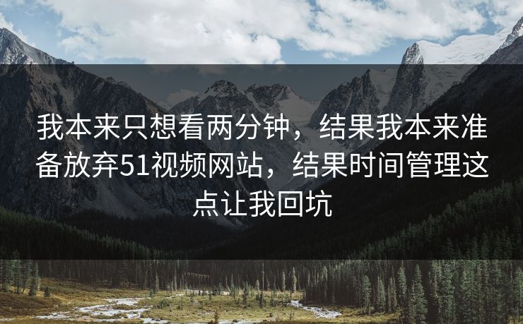 我本来只想看两分钟，结果我本来准备放弃51视频网站，结果时间管理这点让我回坑