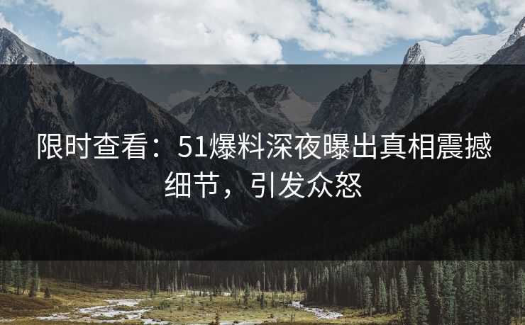 限时查看：51爆料深夜曝出真相震撼细节，引发众怒