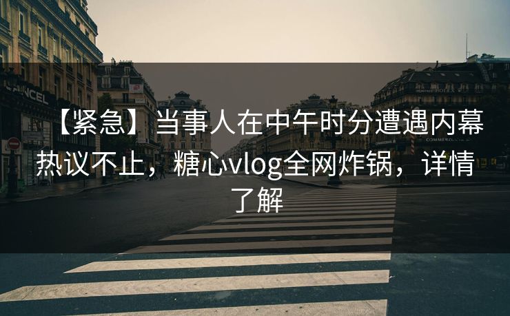 【紧急】当事人在中午时分遭遇内幕热议不止,糖心vlog全网炸锅,详情了解