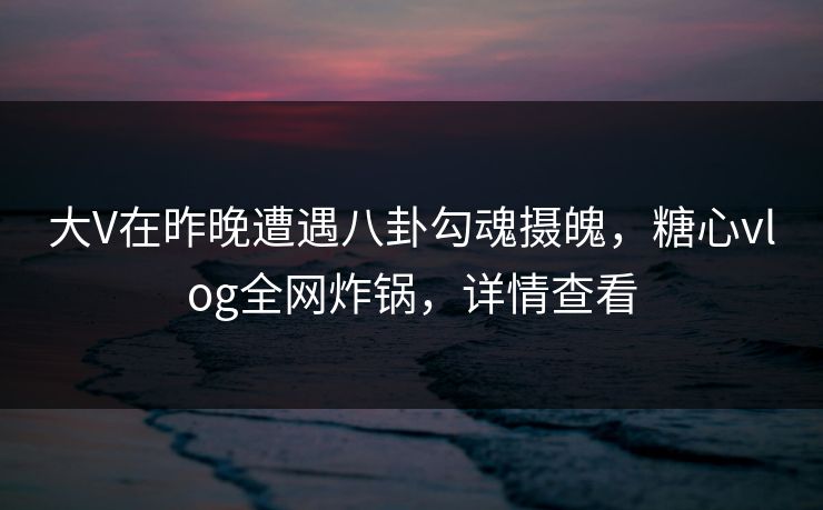 大V在昨晚遭遇八卦勾魂摄魄，糖心vlog全网炸锅，详情查看