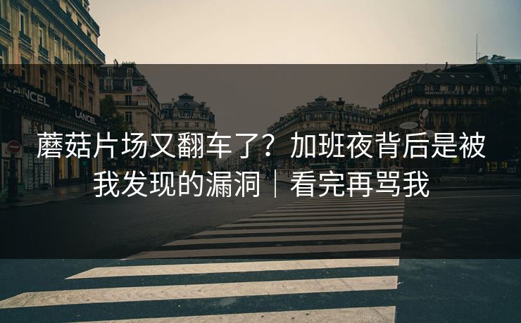 详细阅读:蘑菇片场又翻车了?加班夜背后是被我发现的漏洞|看完再骂我 蘑菇片场又翻车了?加班夜背后是被我发现的漏洞|看完再骂我