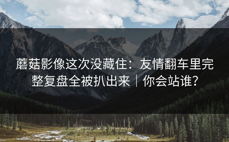 蘑菇影像这次没藏住：友情翻车里完整复盘全被扒出来｜你会站谁？